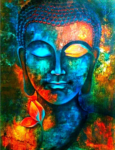 SAM-060 COLORFUL BUDDHA 38X48CM 33-43XIAO
