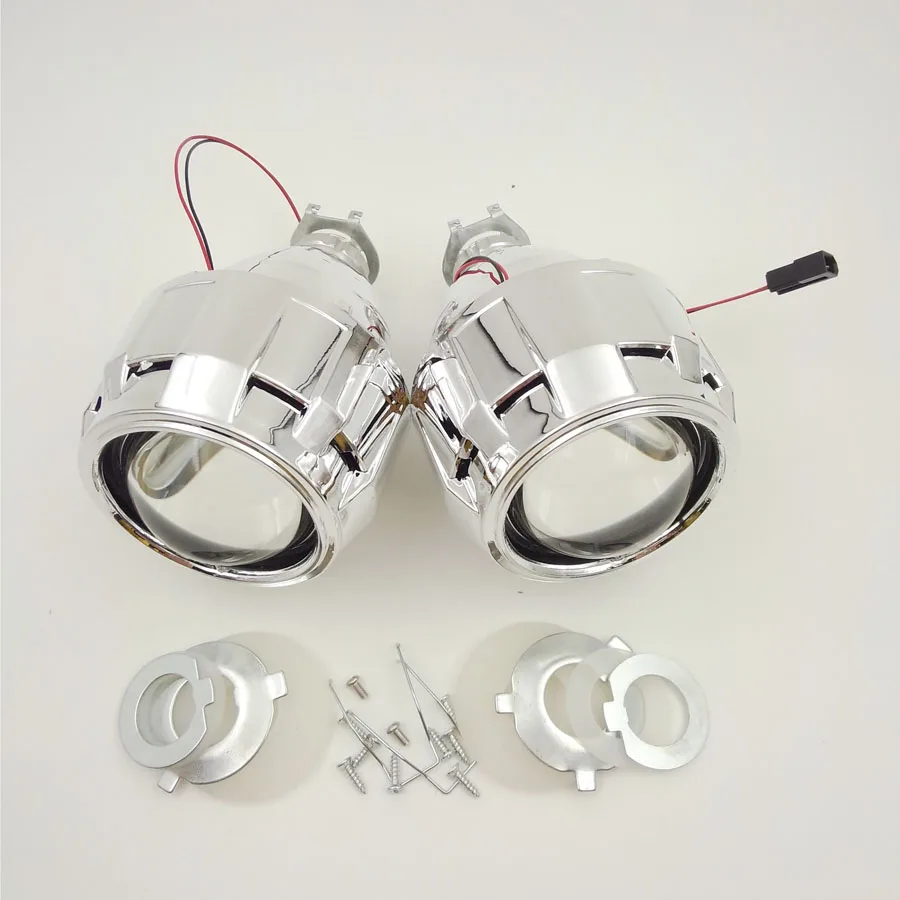 2PCS 2.5''HID Xenon Ultimate Bi xenon projector Lens Parking Car Styling HeadLight DIY Lamp for H1Bulb with shrouds H4 H7 Socket
