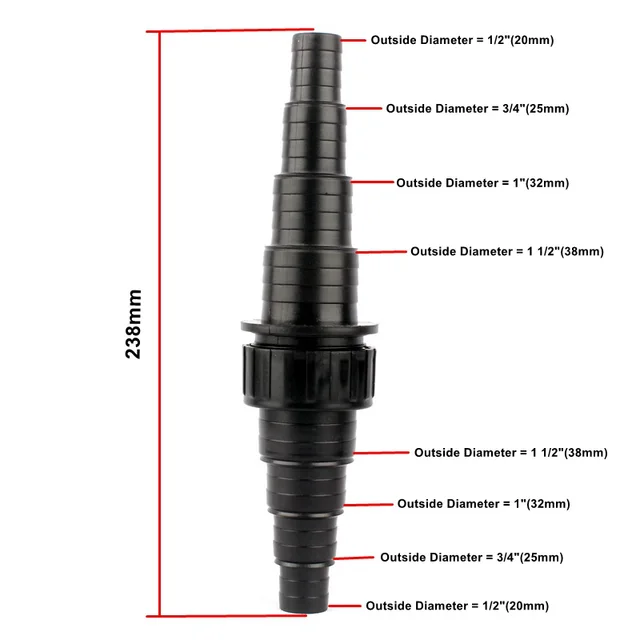 Külső Dia. 20 Mm (1/2 ") ~ 38 (1 1/2") Tömlő Hal Tó Adapter Vízcső Egyenes Csatlakozók Nuonuowell Akvárium Halak Ízülete - Image 5