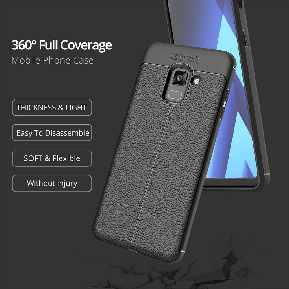 Leather Phone Case for Samsung Galaxy A8 plus Anti-knock TPU Soft Luxury Lychee Pattern Plus | Мобильные телефоны и