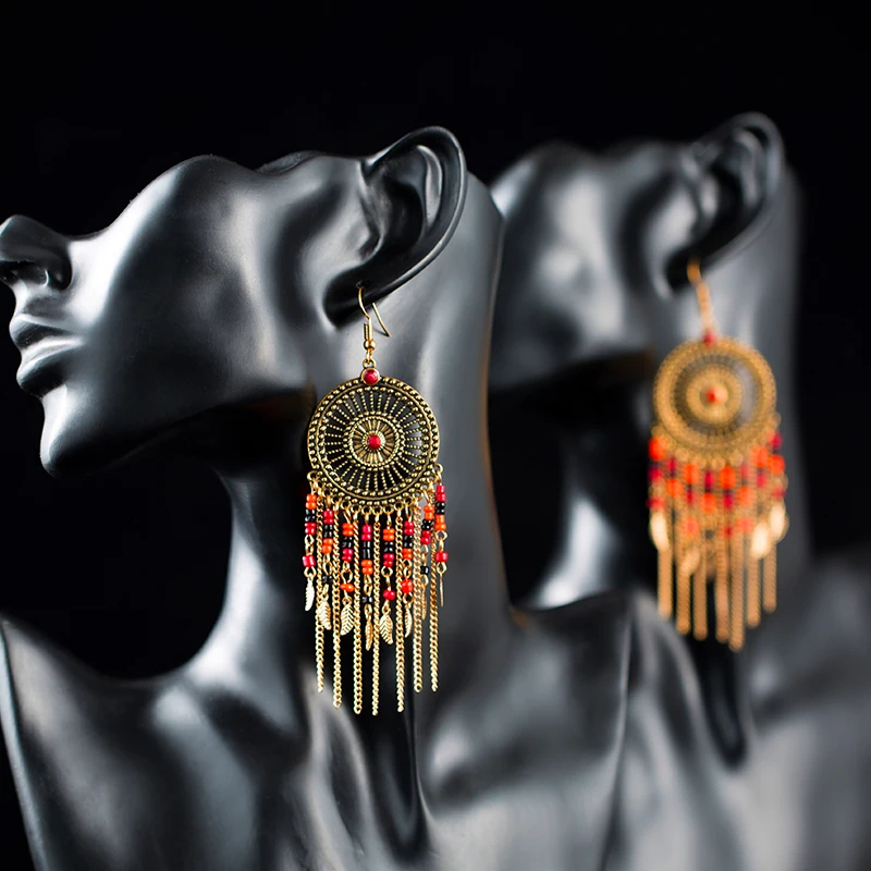 

Vintage Luxury Dangle Hanging Beads Tassel Drop Earrings for Women 2018 New Fashion Trendy Earrings Jewelry Accessories
