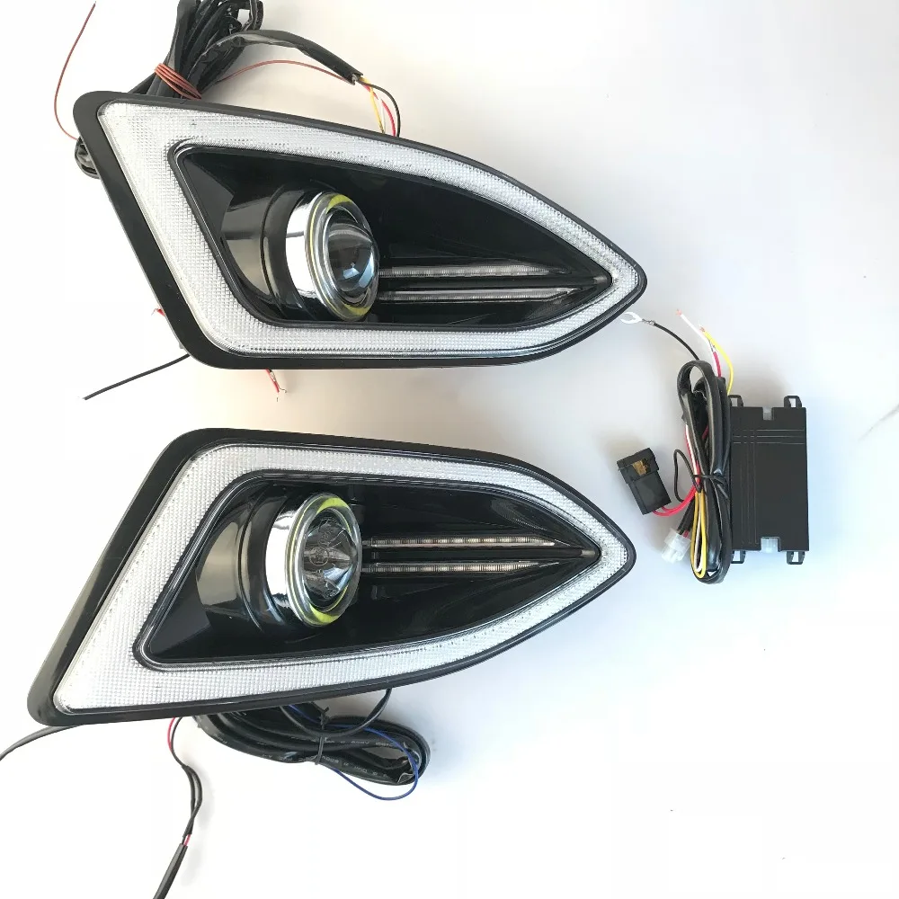 Светодиодный дневной ходовой светильник DRL+ COB angel eye(6 цветов)+ объектив проектора+ галогенная противотуманная фара+ сигнал поворота для ford edge