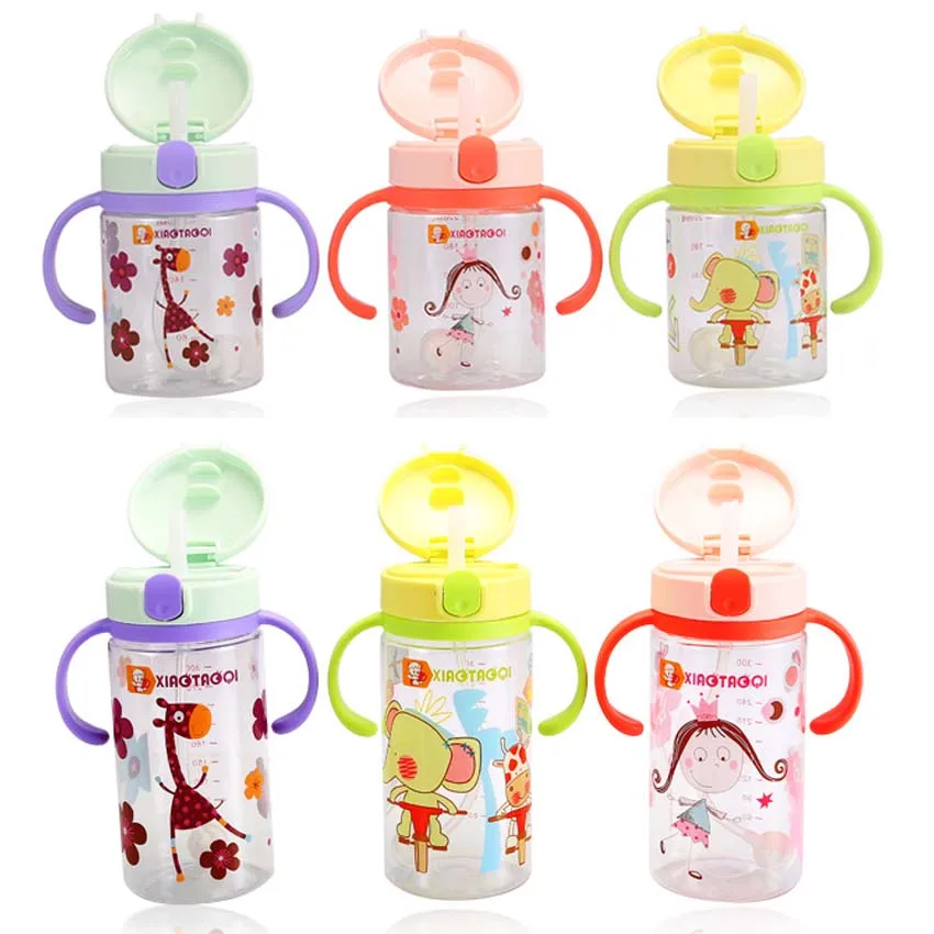 

220/330ml My Bottle Children Kids Baby Cartoon Minnie Mickey Lovely Eco-friendly With Lid Hiking Straw Type Plastic Water Bottle