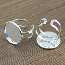 5 шт. подходит 20 мм круглый стеклянный кабошон дизайн Блестящий посеребренный медный материал Регулируемые кольца настройки пустой/База