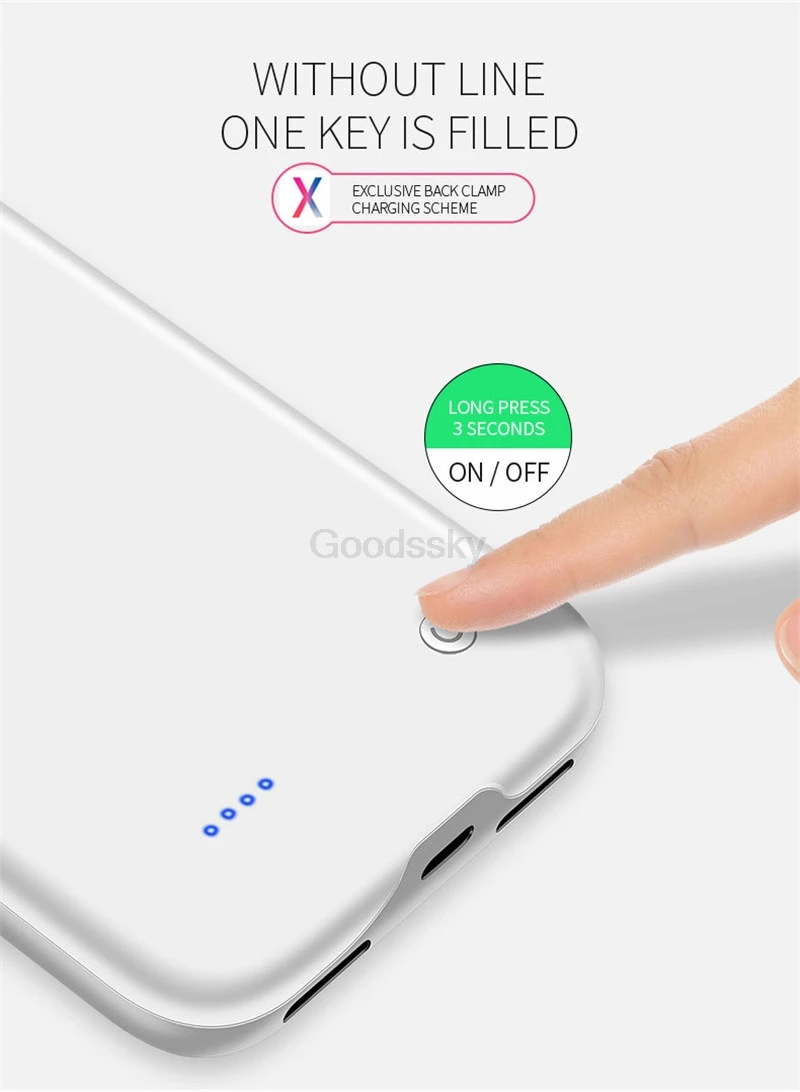 Тонкий чехол для аккумулятора для iPhone XS X, запасной внешний аккумулятор, зарядное устройство, чехол для iPhone 6, 6 S, 7, 8 Plus, чехол для зарядки, задняя крышка