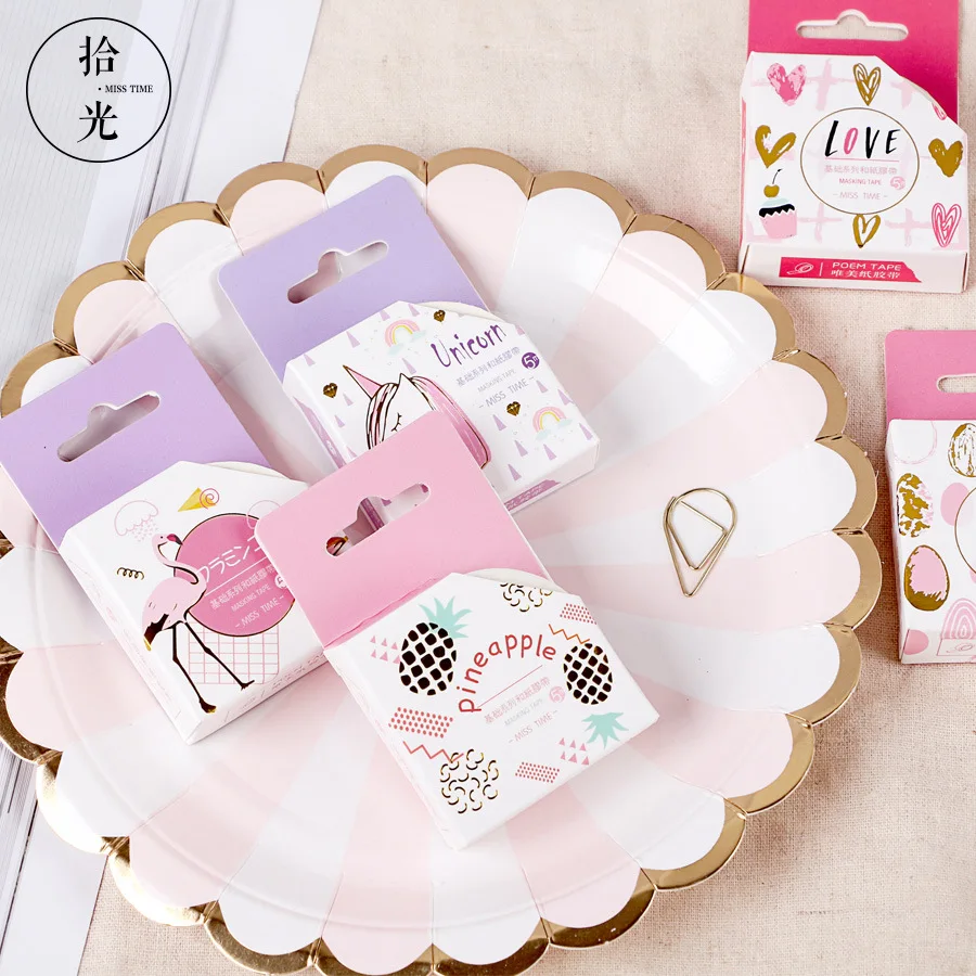 

AAGU 1PC Box Package Custom Flamingo Christmas/Foil Washi Tapes Scrapbooking Japanese Paper Masking tape Decor Adhesive Tape