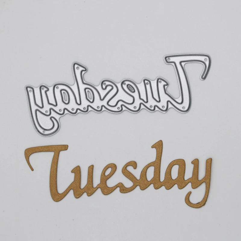 

Letter 'Tuesday' Metal Cutting Dies for DIY Scrapbooking Decorative Embossing Paper Cards 30*77 mm