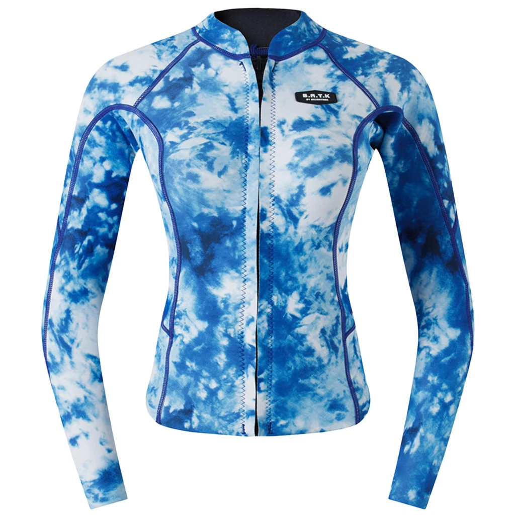 2mm Neoprene Women Ladies UV Sun Protection Wetsuit Top Long Sleeve Front Zipper Jacket - Warm, Super Stretch & Comfortable