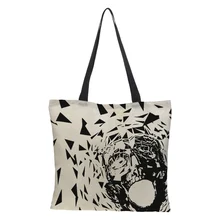 Сумочка под заказ большой емкости печати складной продукты многоразовые высококачественный льняной мешок для покупок в стиле панк повседневные 43*43 см