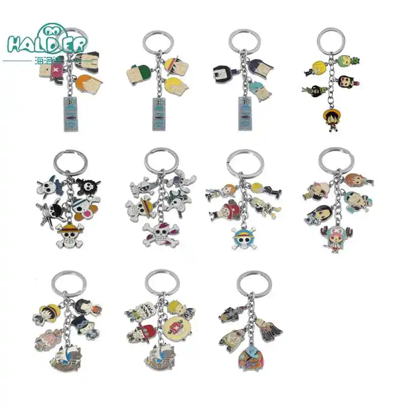 

Halder One Piece Skull Alloy Figure Keychain Metal Pendant Color Anime Cartoon Cosplay Keyring Key Ring Chain For Fans