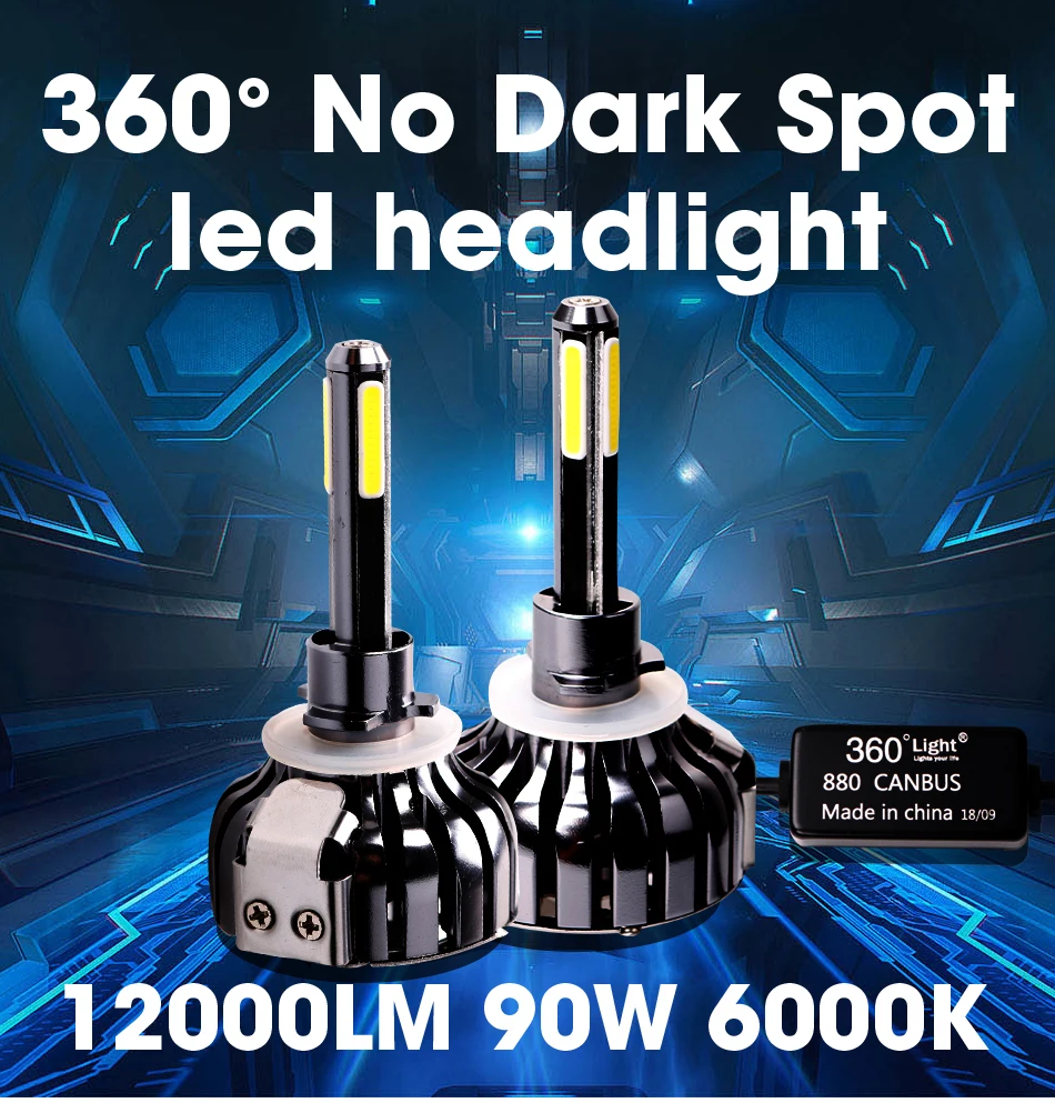 HLXG 360 градусов светодиодный головной светильник s 880 светодиодный светильник H4 Hi/Lo 9006 9005 hb4 hb3 со светодиодным драйвером H7 светодиодный Авто налобный фонарь COB противотуманный светильник лампа