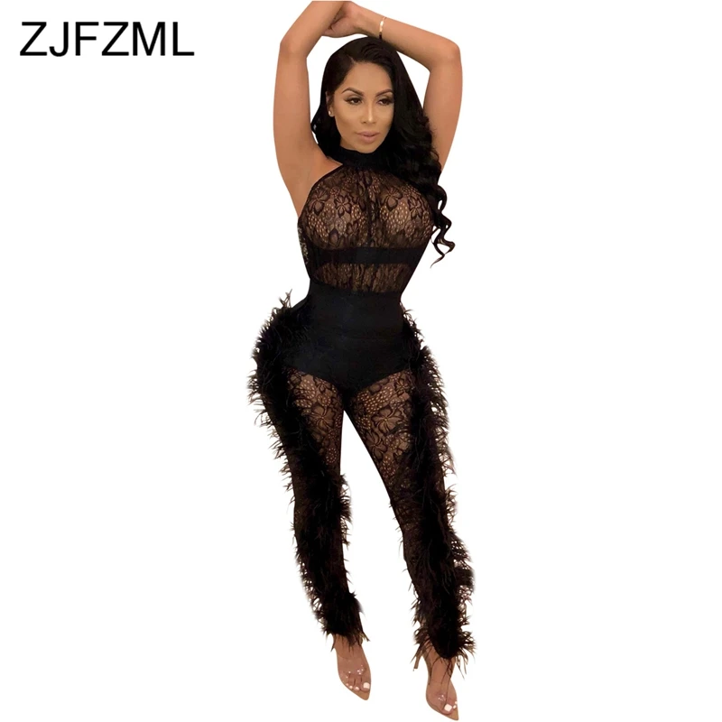 مزدوجة الجانب ريشة مثير حزب حللا النساء الأبيض شبكة خليط نرى من خلال ارتداءها الصيف الأسود الجوف خارج ضمادة رومبير