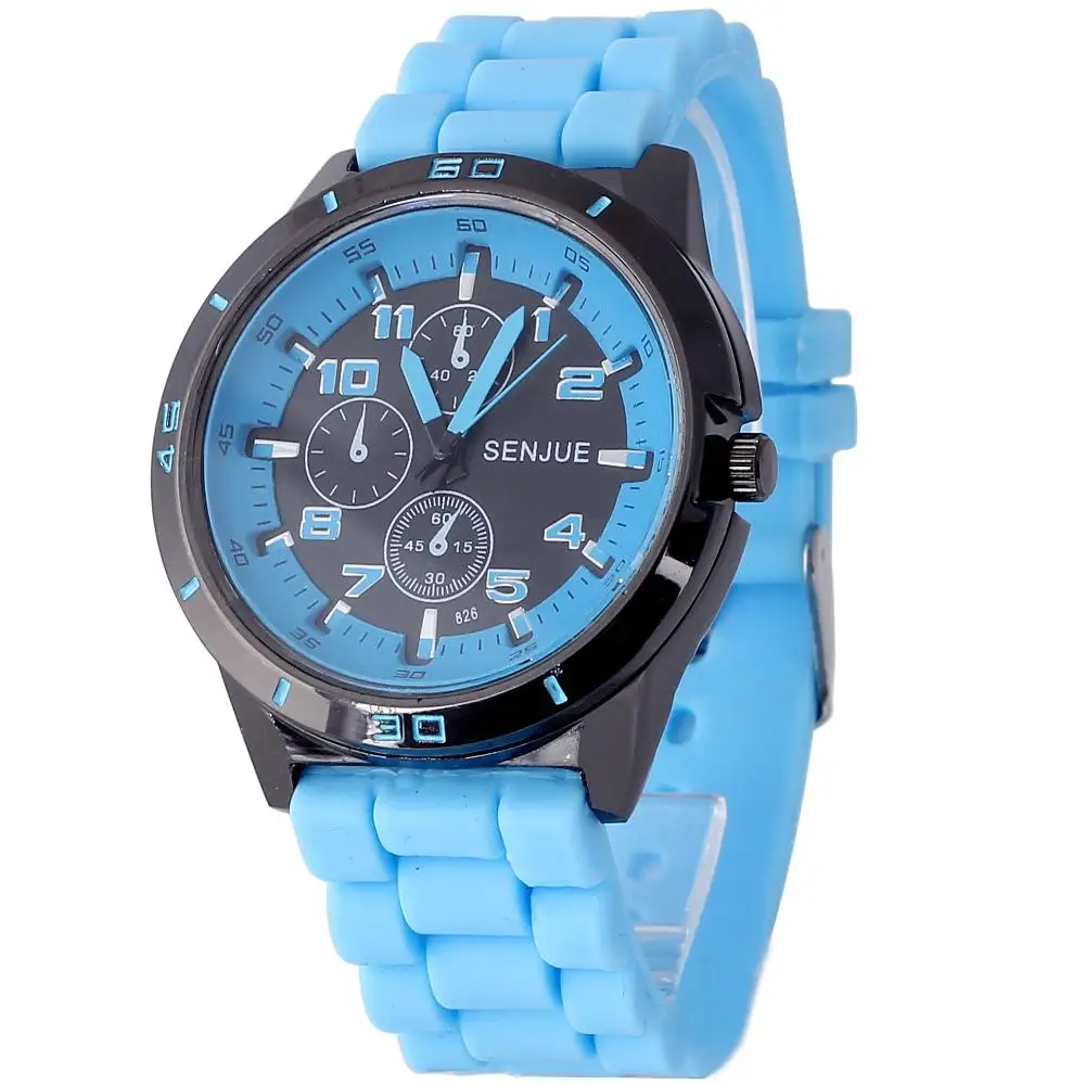 High Quality Accurate Man Blue Three little Dial Sport Silicone Band