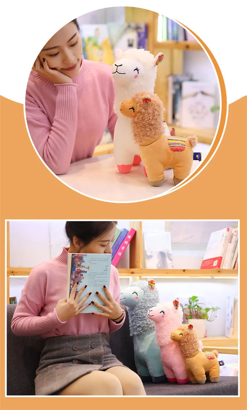 New Alpaca Grass Mud Horse Lama Pacos Squinting Shy Sheep Plush Toy Cute Children Birthday Gifts 1pcs 25cm 35cm 45cm  3