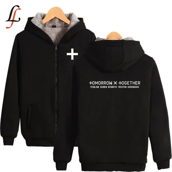 

TXT tomorrow together Supper Warm Hoodies Sweatshirt Plus Thick Winter Zipper harajuku Jacket unisex Streetwear Oversized