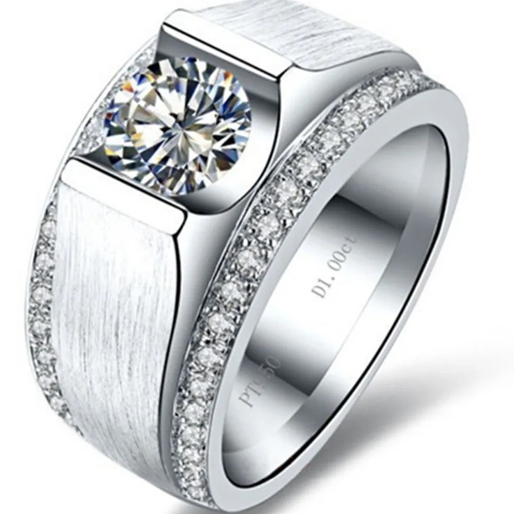 Male Jewelry 1Ct Round Synthetic Diamonds Engagement  Man 