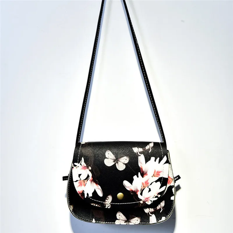 

2017 Women Fashion Handbag Shoulder Messenger Bag Tote Ladies Flower Print Purse Small Square crossbody Bag Black bolsa feminina