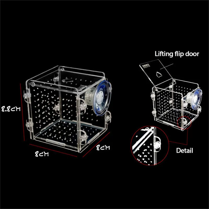 Aquarium Acrylic Fish Breeding Isolation Box Fish Bowls Fish Tank Baby Fish Hatchery Rooms Incubator Reptile Cage with Sucker