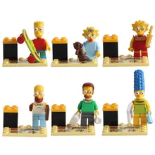 6 pçs/set Os Simpsons Casa Filme Anime Dos Desenhos Animados Figura de Brinquedo Blocos de Construção Compatível Com Lego