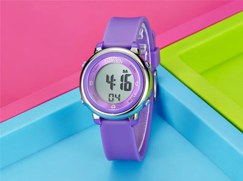 Дети часы детский цифровой светодиодный Мода Спортивные часы Симпатичные Мальчики Девочки наручные часы Водонепроницаемый подарок часы будильник Для мужчин часы OHSEN