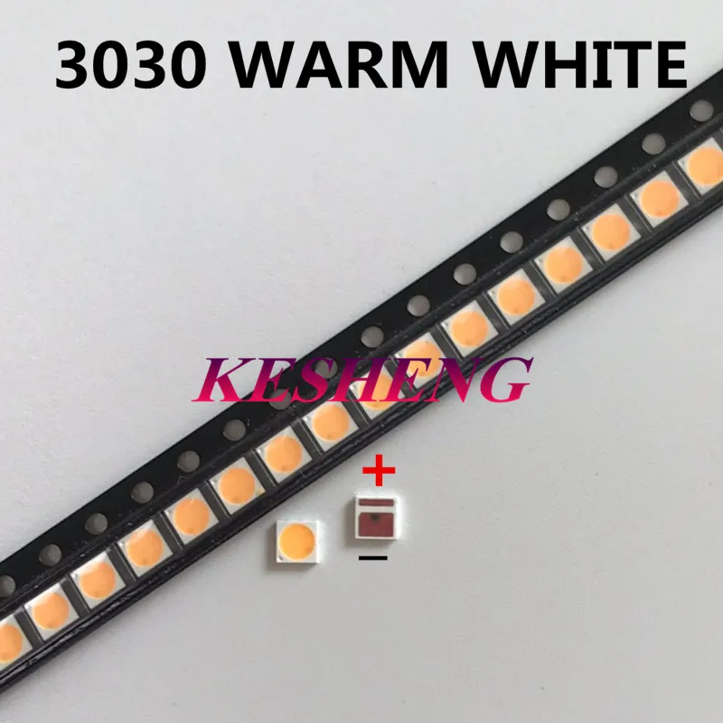 

200PCS AOT High Power LED 3030 1.6W 6V 2700K Warm white EMC Lighting Application