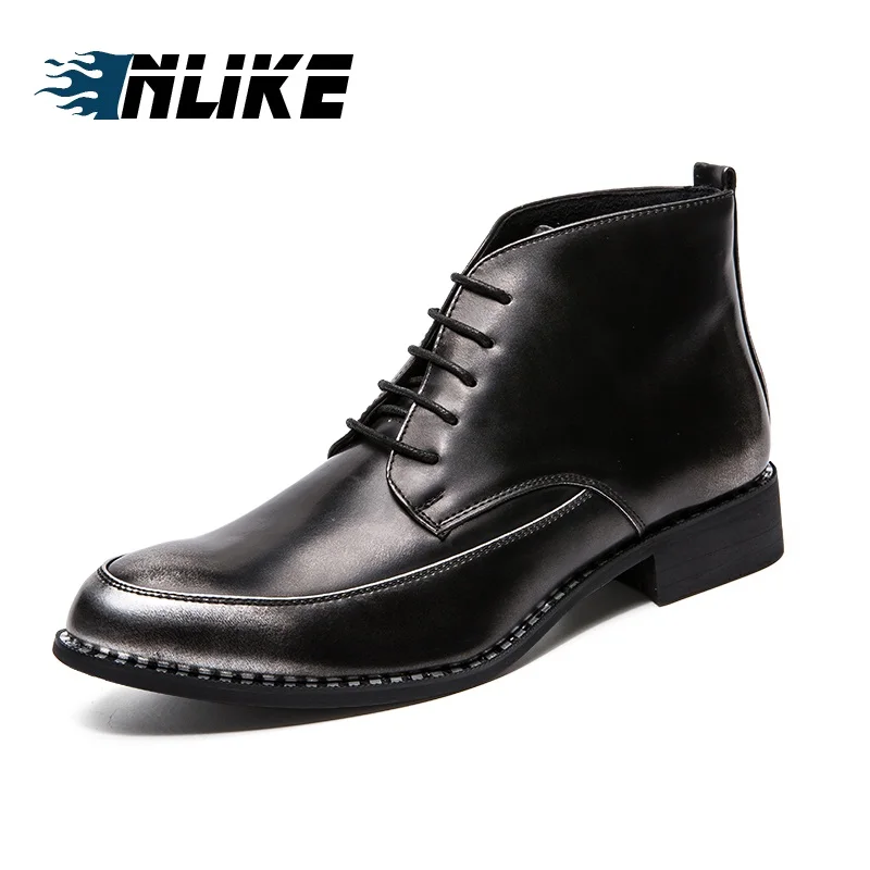 INLIKE/мужские модные ботильоны кожаные мужские ботинки в британском стиле высококачественные повседневные мужские туфли ботинки мужские ботинки на шнуровке Рабочая обувь