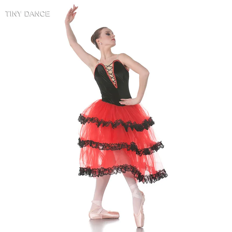Новое поступление красный испанское платье для взрослых девочек Танцы длинные Романтический балетная пачка костюмы для выступлений BL-18004