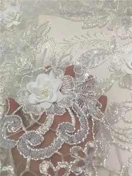 

Beautiful Design Sequined Embroidered Mesh Lace Fabric For Women Party Dress Lace African Gold Sequins Guipure Net Lace Material