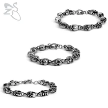 ZS панк стиль 316L браслеты из нержавеющей стали для мужчин и женщин Готический Череп и крест хип-хоп ювелирные изделия рок-ролл Байкер аксессуары