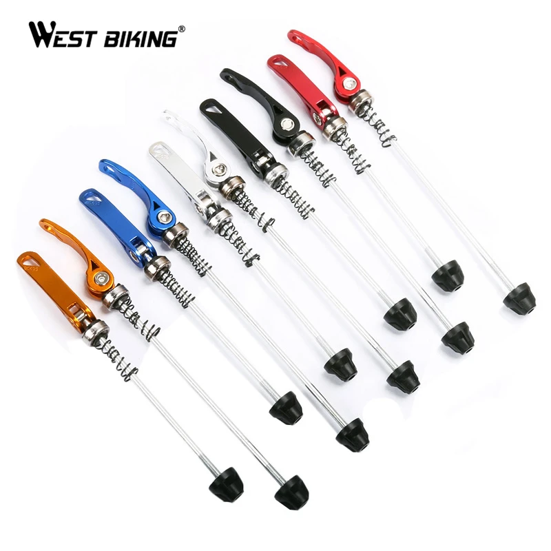 Bicycle Quick Release Skewer WEST BIKING 1Pair MTB Road Bike Front Rear Set Aluminum Chromium Alloy High Strength Bike Hub Skewers Quick Release Seat Binder