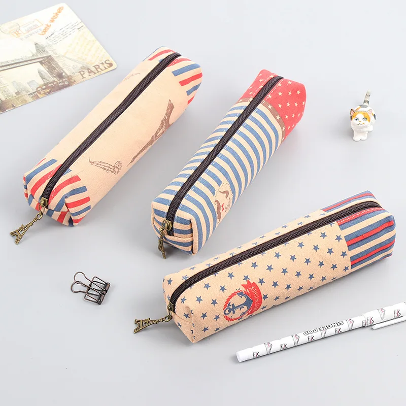 

Retro Pencil Case canvas School Supplies Bts Stationery Gift Estuches School Pencil Box Pencilcase Pencil Bag