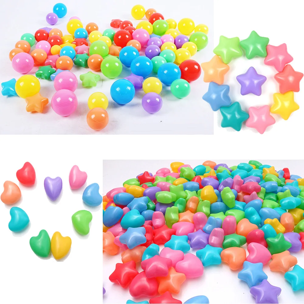 

50/100pcs Star Heart-shaped Pleastic Ocean Balls Soft Toy Ball Stress Air Pool Ocean Wave Ball Pits Water Pool Balls Baby Toys