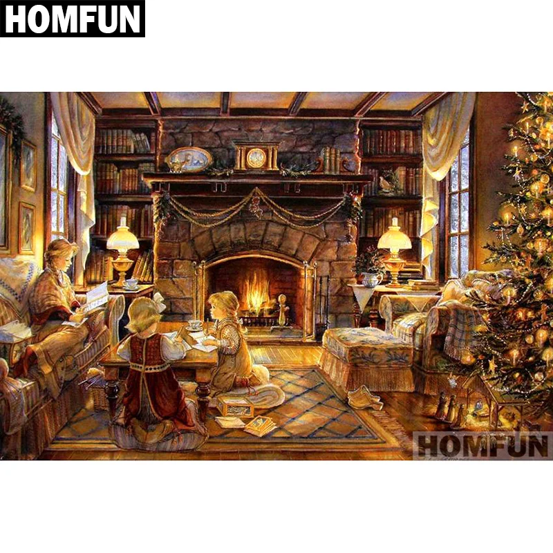 

HOMFUN Full Square/Round Drill 5D DIY Diamond Painting "Christmas house" Embroidery Cross Stitch 5D Home Decor Gift A01746