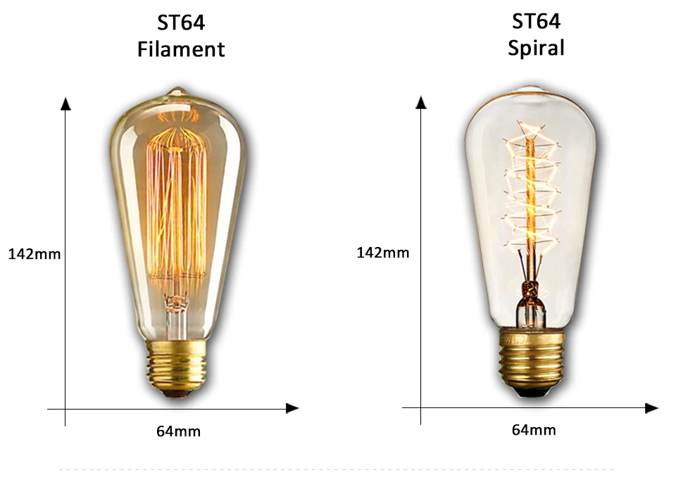 Ретро лампы Эдисона E27 40W 220V A19 ST64 G80 G95 ампулы Винтаж лампа Эдисона лампа накаливания Светильник лампы для домашнего декора