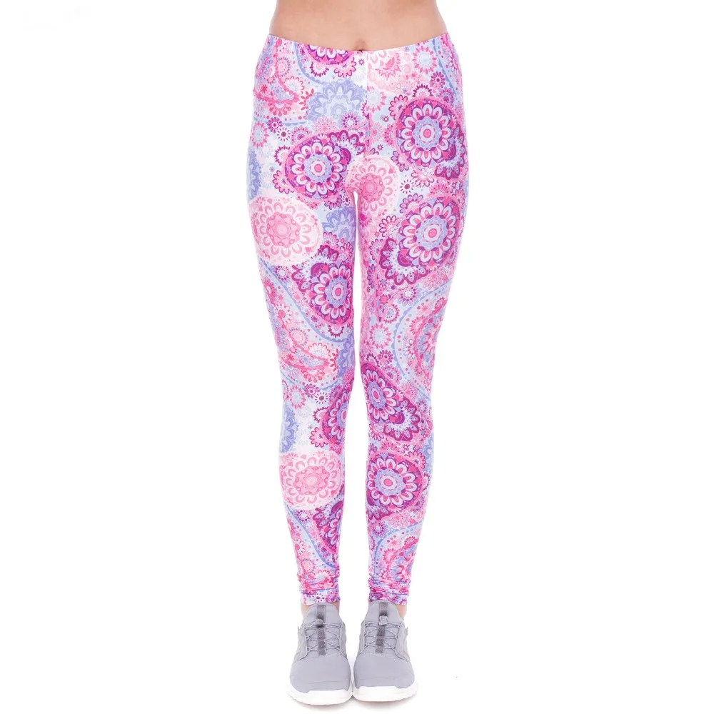 

2018 Women Fashion Casual Fitness Pink Paisley Printed Leggings
