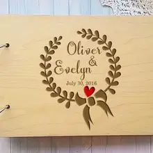 Персонализированная деревенская деревянная книга для гостей, альтернатива, уникальный венок, свадебная книга гостей, пользовательский знак имени книги