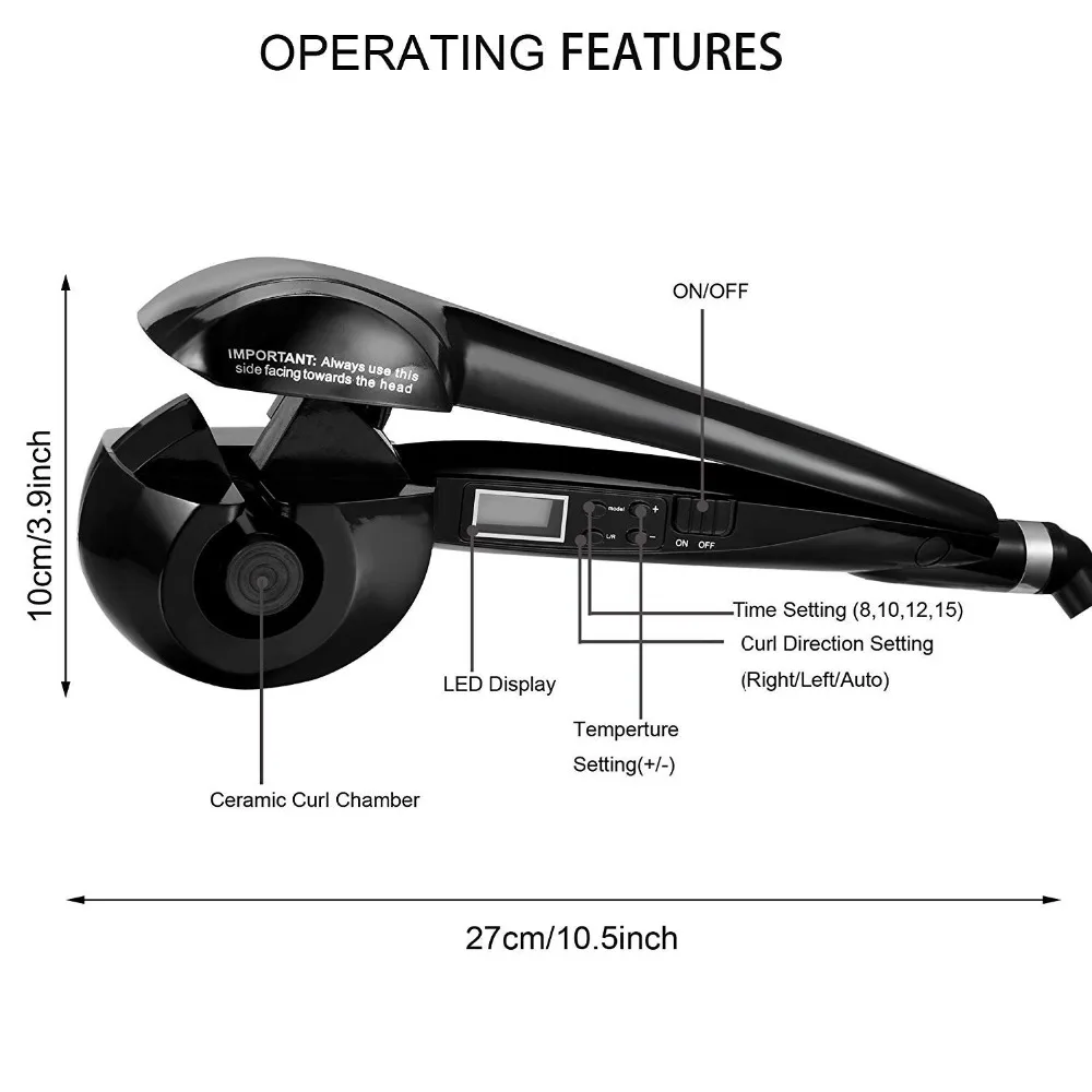 Modelador de Cabelo Modelador de Cachos Modelador de Cacho Rolos de Cabelo Hair Curler Enrolar Cabelo Chapinha Rotativa Culer Cachos Cacheado Automático Frisadora Bobes 8 Curling Irons