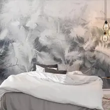 Пользовательские 3D Обои фреска скандинавский простой акварельный фон стены белый перо фон стены декоративная живопись