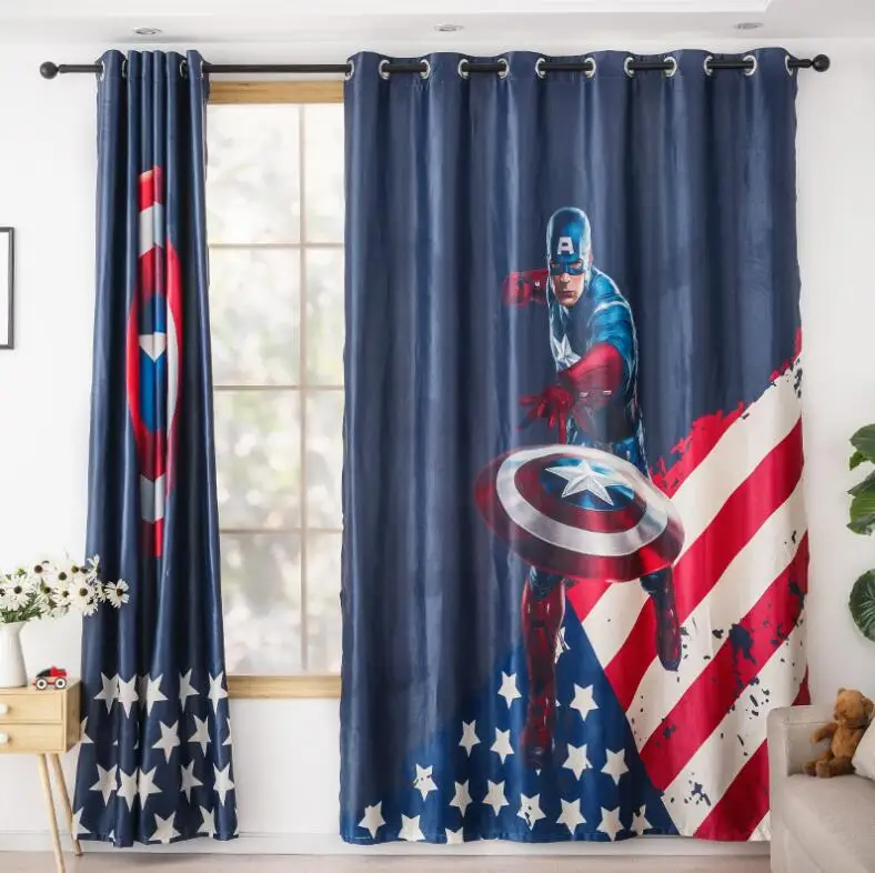 Us 36 41 33 Off Ins Modern Captain America Cartoon Blackout Curtains For Kids Room Printed Curtain For Boys Bedroom Window Treatment Bedroom In