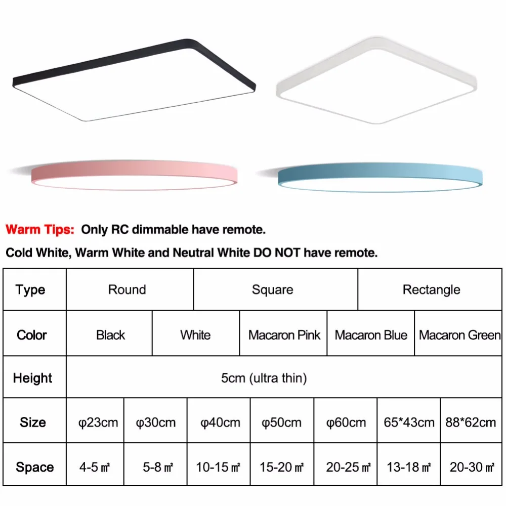 Светодиодный потолочный светильник, современный светильник для гостиной, поверхностное крепление, заподлицо, панель дистанционного управления, светильник, кухня, спальня