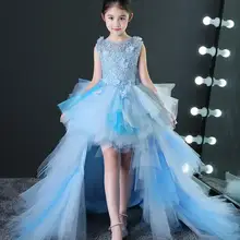 Glizt/кружевное платье для первого причастия с длинным шлейфом и аппликацией; коллекция года; бальное платье для девочек; Пышное Платье с цветочным узором для девочек; платье для свадьбы