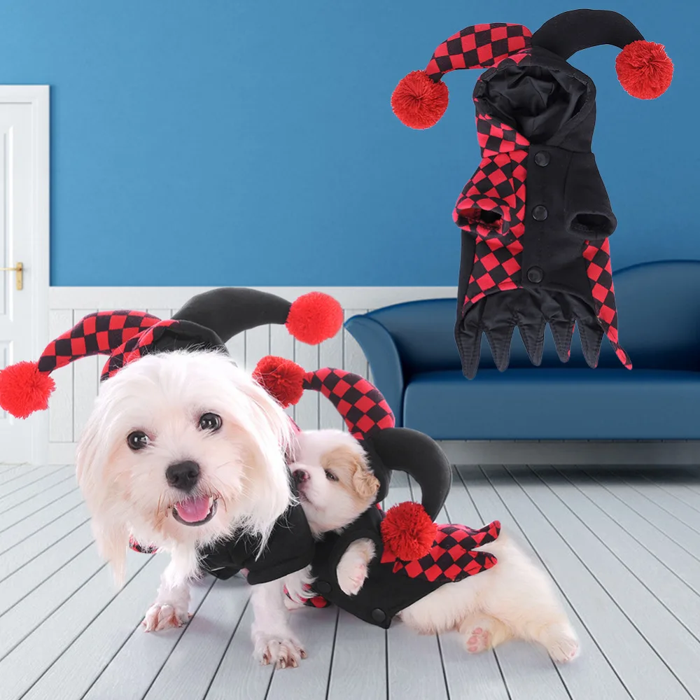 New Arrival High Quality Halloween Clown Hooded Costumes for Pet Dog