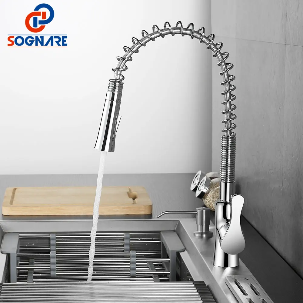 

SOGNARE Spring Kitchen Faucet Cold And Hot Water Mixer Single Lever Sink Mixer Tap 360 Degree Rotation torneira para cozinha