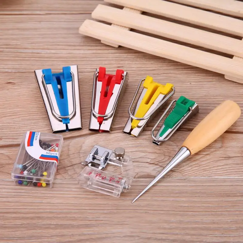 النسيج آلة صناع التحيز الشريط ملزم التقط أداة الخياطة القدم اللحف هدب اليد أداة تعيين ل خليط