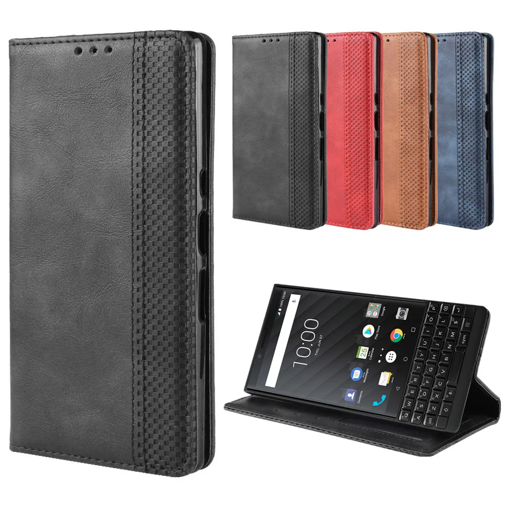 

Luxury Retro Slim Leather Flip Cover For BlackBerry KEY2 KEYtwo Athena Case Wallet Card Stand Magnetic Book Cover Phone Cases