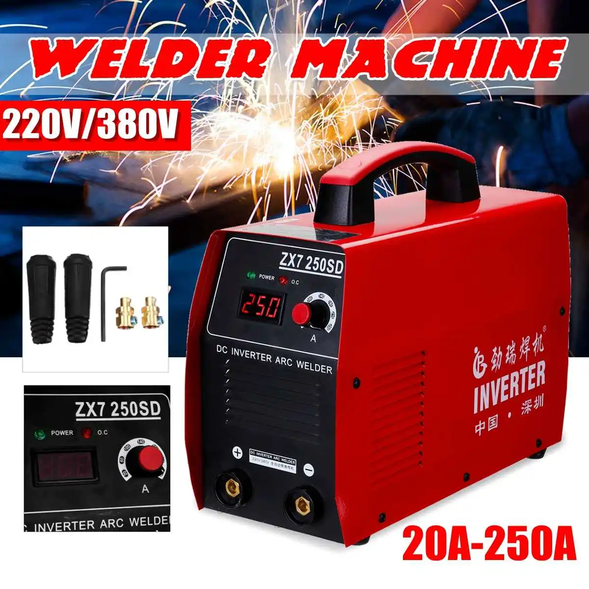 

ZX7-250SD 220V/380V 20-250A Electric Welding Machine IGBT MMA/ARC Welding Tools Digital Display