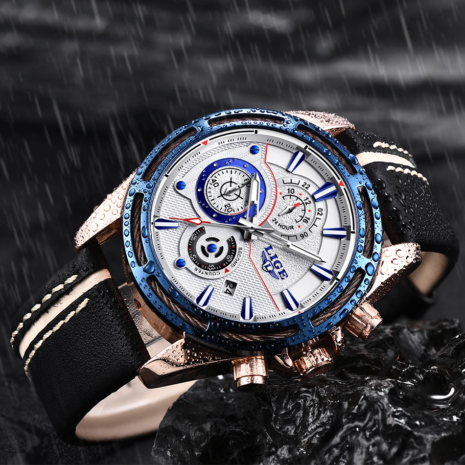 Relogios masculinos 2018 LIGE Элитный бренд часы Для мужчин высокое качество кожа кварцевые часы Для мужчин Военная Спорт Водонепроницаемый часы