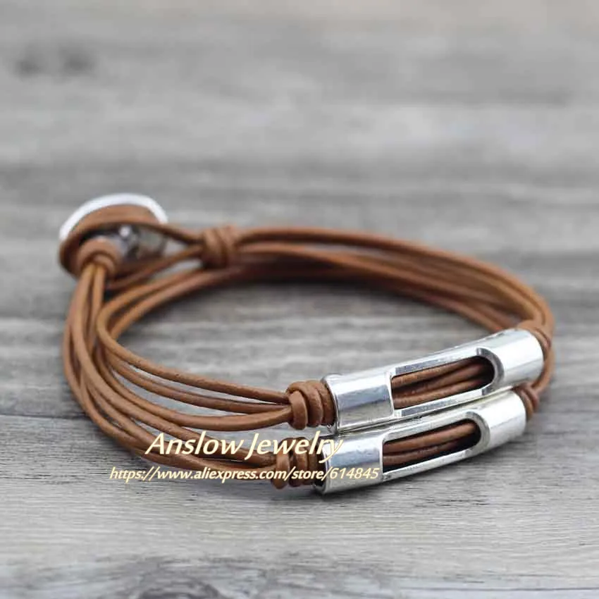 Anslow модные ювелирные изделия Винтаж ручной работы DIY Шарм Bijoux кожаные браслеты оптом для женщин мужчин подарок LOW0567LB