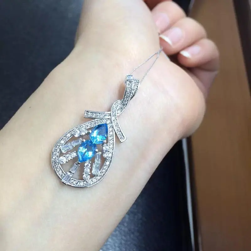 

2017 Qi Xuan_Blue Stone Simple Elegant Pendant Necklace_Real Blue Stone Necklace_Quality Guaranteed_Manufacturer Directly Sale