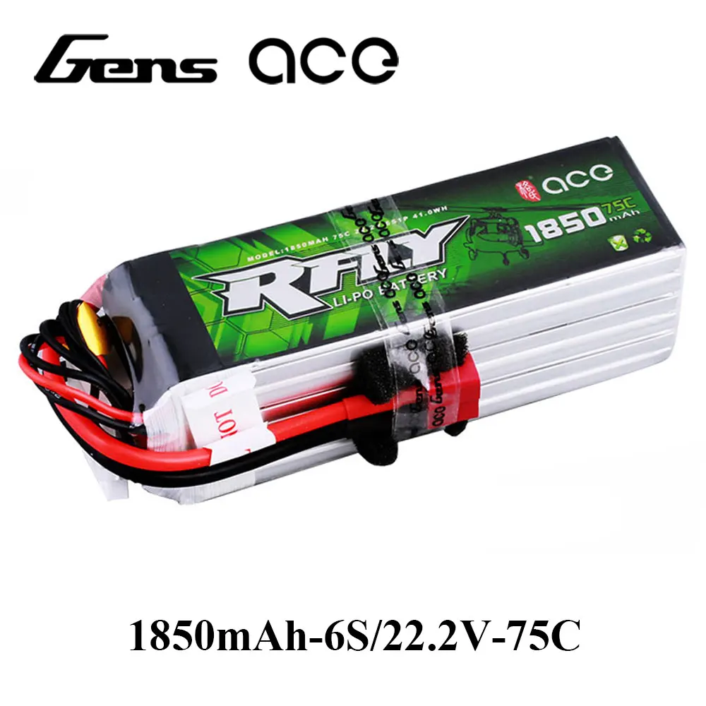 

ace RFLY 1850mAh 6S 22.2V 75C Max 150C Lipo Battery XT60 Deans T Plug for GOBLIN 380 Helicopter Fixed Wing Drone Airplane